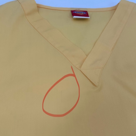 3/$15 DICKIES Scrub Top Adult SM Yellow Vneck Short Slv Uniform Workwear-stains - Picture 7 of 12